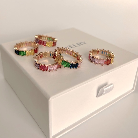 18k Gold Plated Baguette Stone Ring Waterproof Jewelry - Picture 5 of 10